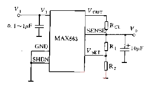 MAX663 series <strong>Output voltage</strong> setting method circuit has <strong>Overcurrent protection circuit</strong> Figure.gif