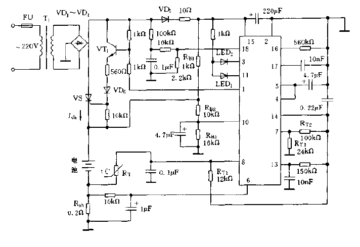 Simple<strong>charger circuit diagram</strong> composed of U2402B.gif