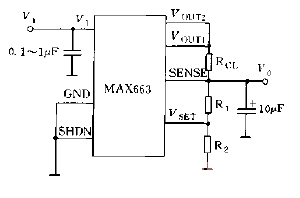 MAX663 series <strong>Output voltage</strong> setting method circuit P<strong>MOS</strong> has an <strong>overcurrent protection circuit</strong> when outputting directly. Figure.gif