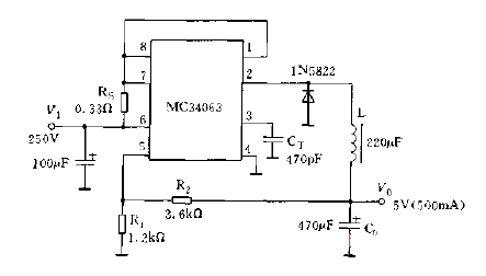 Step-down voltage regulator<strong>circuit diagram</strong>.gif composed of <strong>MC34063</strong> series