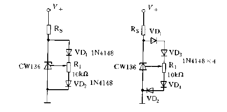 <strong>Circuit diagram</strong> of a <strong>potentiometer</strong> connected <strong>in series</strong><strong> with a <strong>diode</strong> at both ends.gif