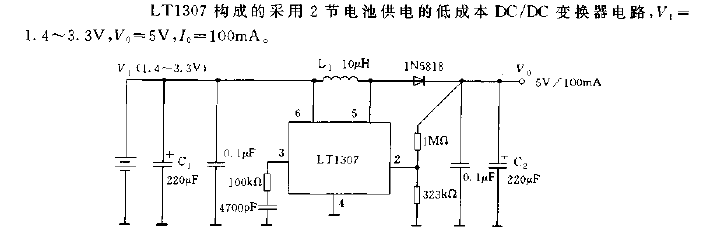 Low-cost<strong>DC</strong>,<strong>DC</strong><strong>converter circuit diagram</strong> composed of LT1307.gif