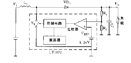 Basic <strong>boost converter</strong> circuit diagram using LT1072.gif