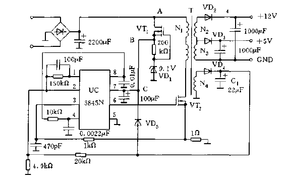 Startup circuit diagram using field effect transistor