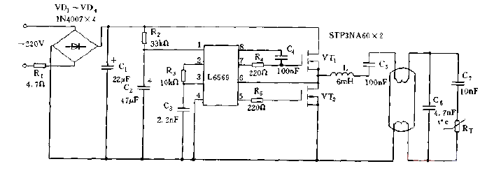 <strong>Electronic ballast</strong><strong>Circuit diagram</strong>.gif composed of L6569