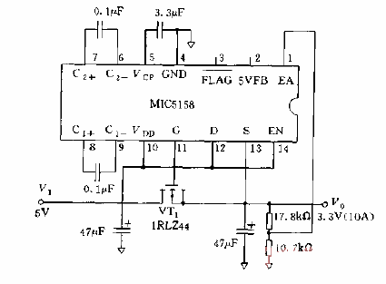 Power supply circuit diagram using MIC5158