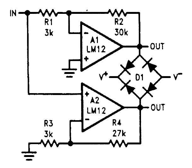 Bridge connection of two power op amps