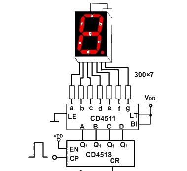 CD4511 digital tube driver wiring circuit diagram