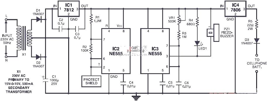 Mobile phone shielding circuit that can be used as a charger