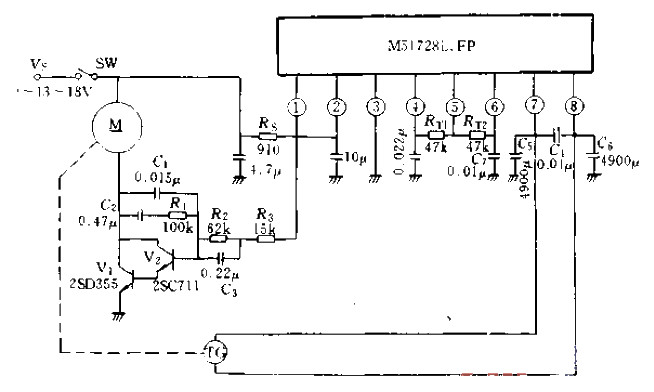 6.M51728<strong>DC Motor</strong> Speed ​​Phase Lock<strong>Controller</strong>-Typical<strong>Application Circuit</strong>.gif