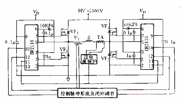 21.<strong>Schematic diagram</strong> when two pieces of <strong>IR2110</strong> are used in H-type bridge <strong>inverter</strong> system.gif