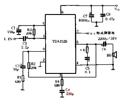 High fidelity TDA1520 integrated power amplifier circuit