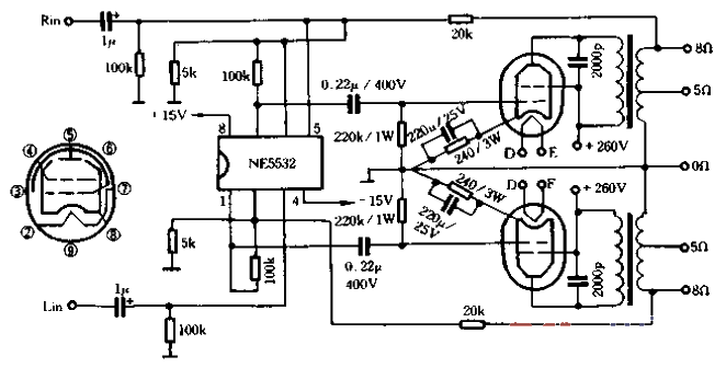 Tube power amplifier driven by NE553201