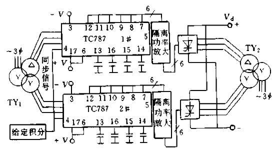 8. Application of <strong>TC787</strong> in <strong>thyristor</strong> three-phase double bridge <strong>active inverter</strong> system.gif