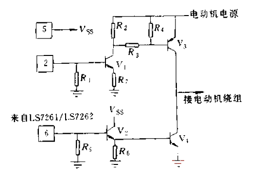 Motor drive circuit using PNP and NPN transistors