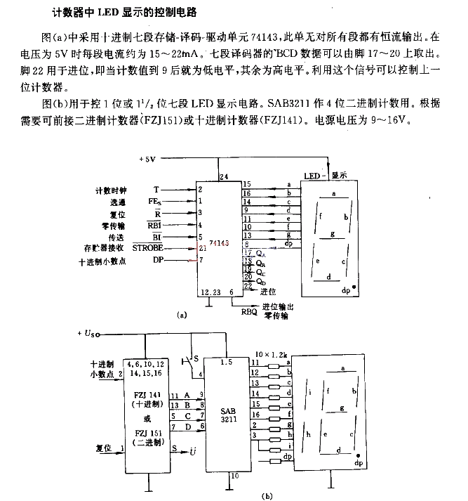 Control circuit for LED display in counter