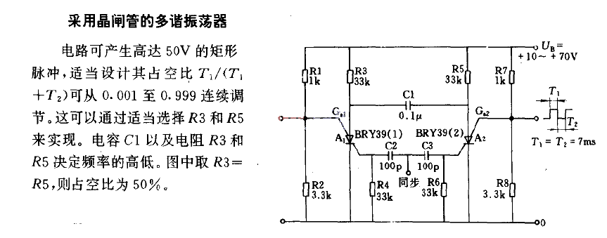 Multivibrator using thyristors