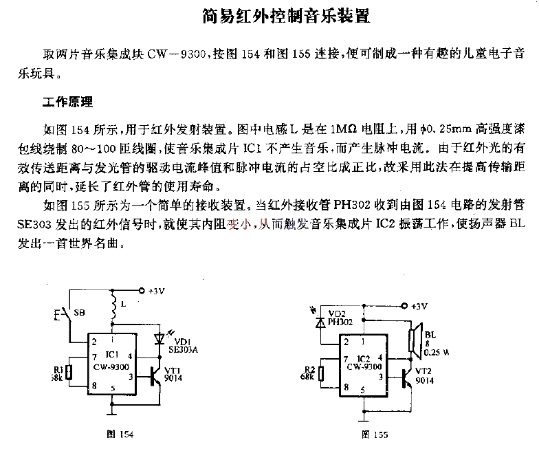 Simple infrared control music device circuit diagram