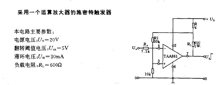 Schmitt trigger using an op amp