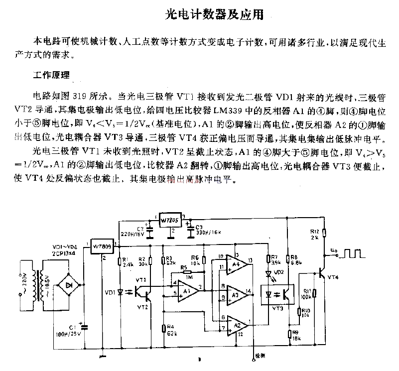 Photoelectric counter and application circuit diagram