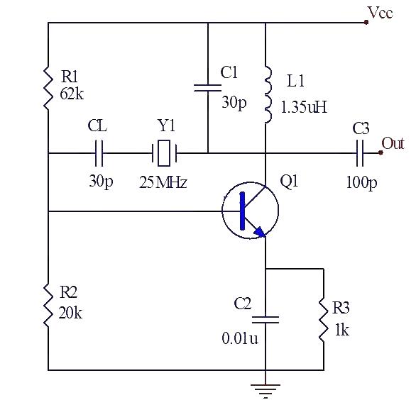 25mHZ quartz crystal oscillator circuit diagram