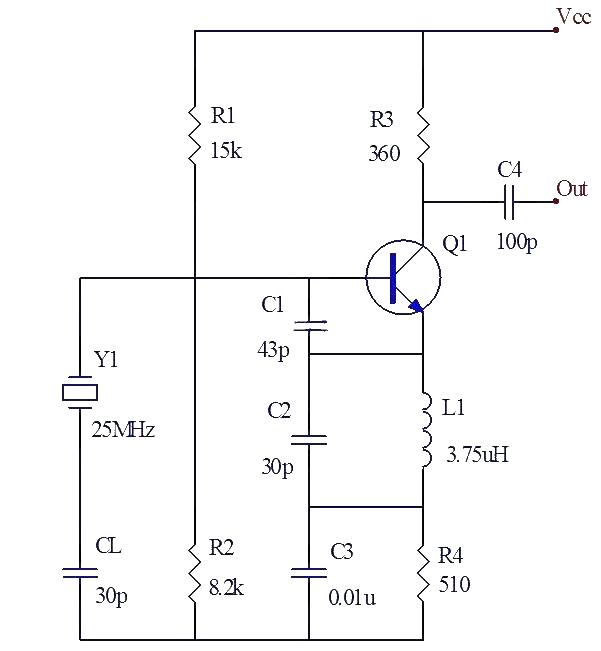 25mHZ quartz crystal oscillator circuit diagram