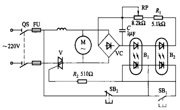 Asynchronous motor protection circuit composed of photoelectric coupler