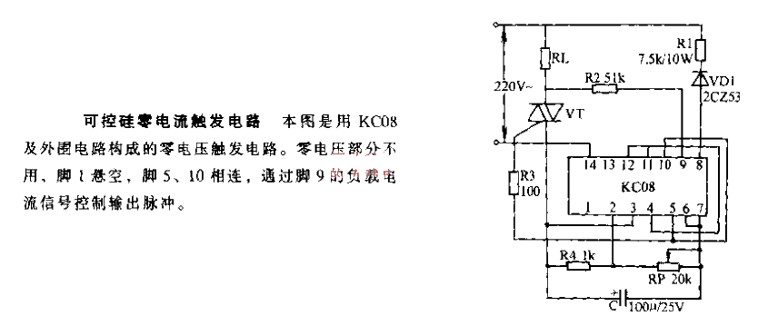 SCR zero current trigger circuit