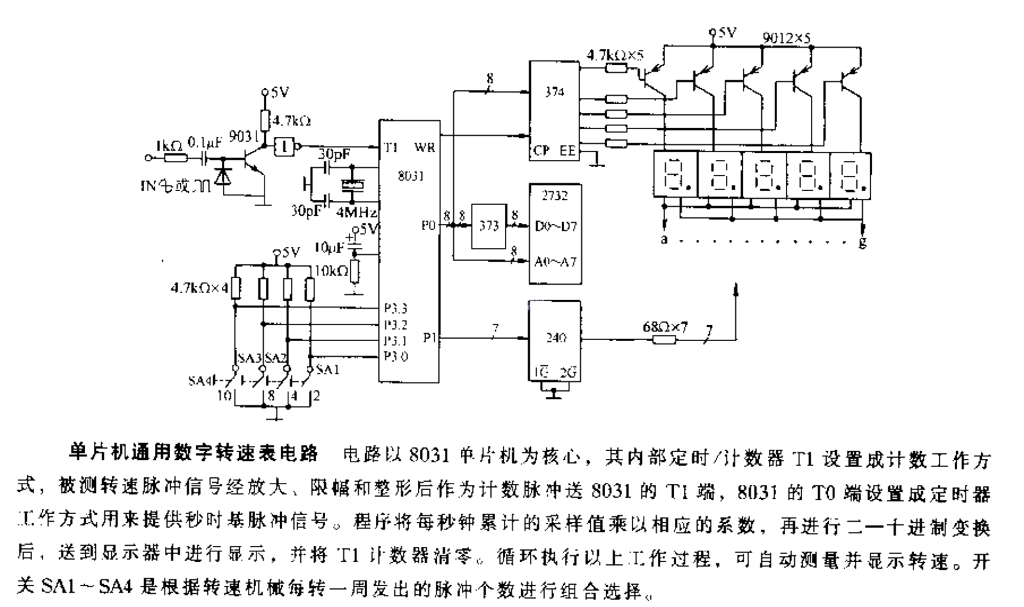 <strong>MCU</strong>Universal digital tachometer<strong>Circuit</strong>.gif