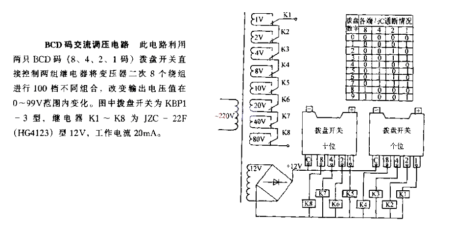 BCD code AC voltage regulating circuit