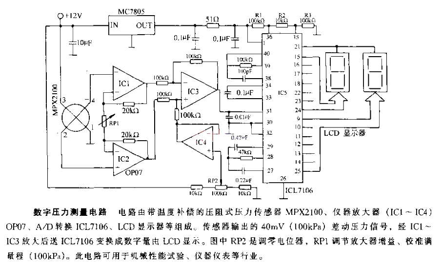 Digital pressure measurement circuit