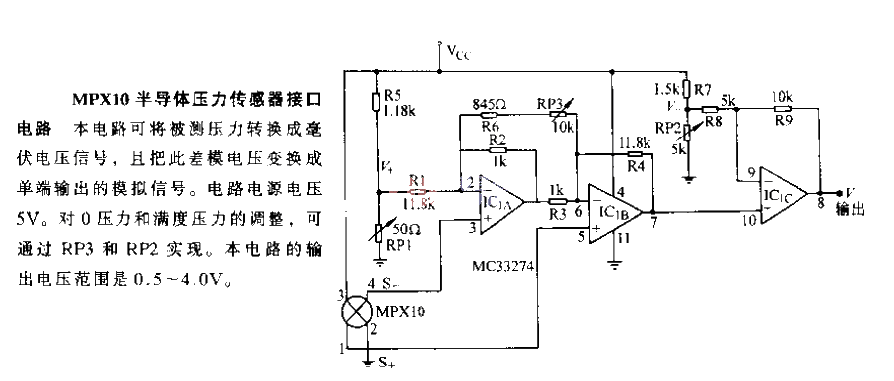 MPX10 semiconductor pressure sensor interface circuit