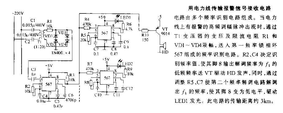 Use <strong>power lines</strong> to transmit alarm <strong>signal reception</strong> circuit.gif