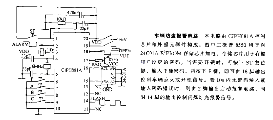 Vehicle anti-theft alarm circuit