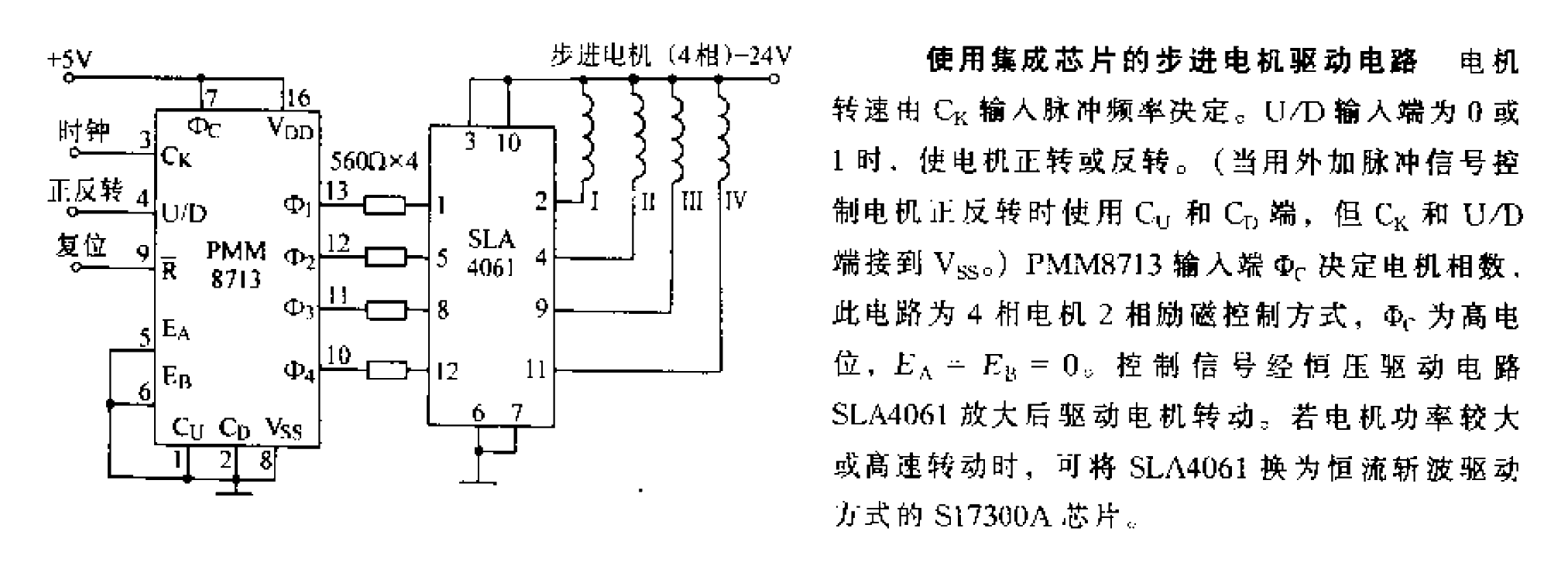 Stepper motor drive circuit using integrated chip