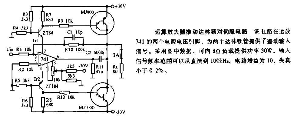 Op Amp Drive Darlington Pair Servo Circuit Diagram