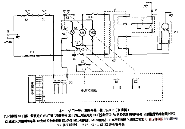 Galanz WP750A computerized microwave oven circuit diagram