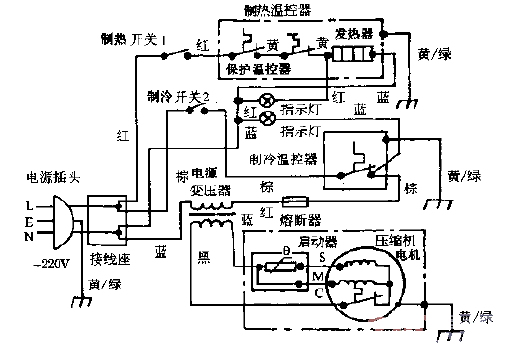 Wanbao YBR4-6, YBR4-6A hot and cold drinking water machine circuit diagram 1.gif