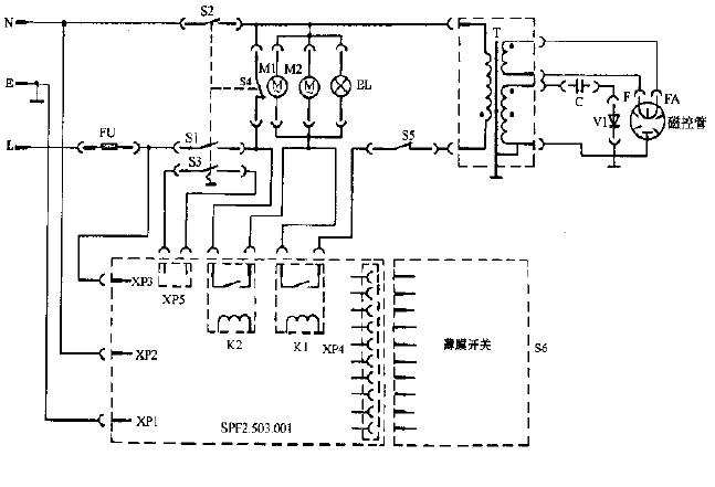 Feiyue WP-600 computerized microwave oven wiring diagram