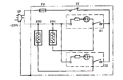 Yuhua YDNI-150, YDNI-200, YDNI-250, YDNI-300 oil-filled electric heater circuit diagram