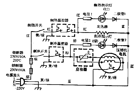 Wanbao Ink YLR4-6, YLR4-6A hot and cold drinking water<strong>machine circuit diagram</strong>.gif