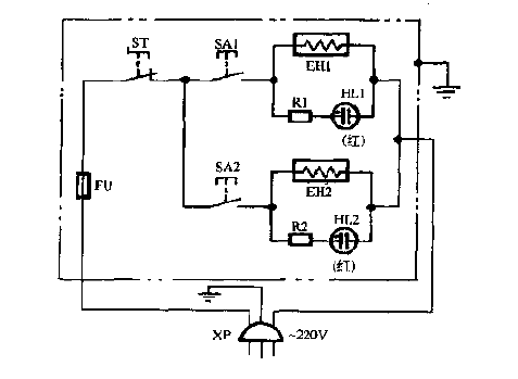 Litex DFY-20, DFY-30 oil-filled electric heater circuit diagram