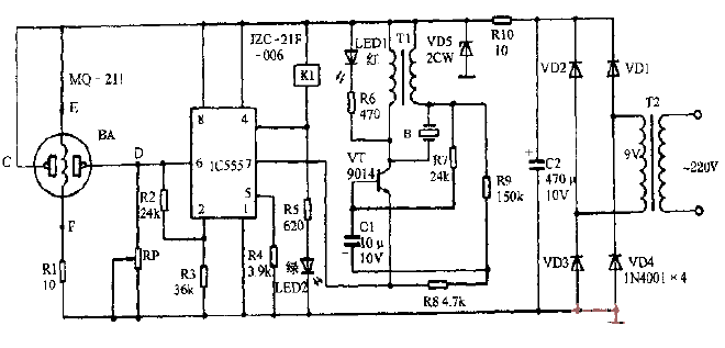 Yuli brand CST-8-170 range hood automatic monitoring circuit diagram