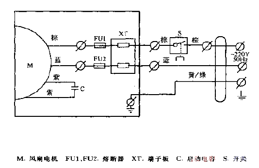 Zhengye brand luxury one-way linked shutter ventilation fan<strong>Circuit diagram</strong>.gif