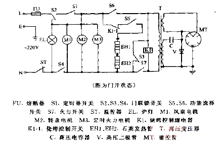 Wanhe WK237A mechanical barbecue microwave oven circuit diagram