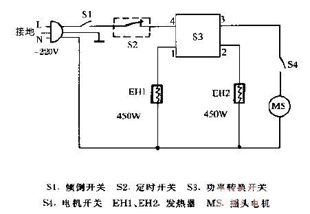 Midea LS9, LS11 far infrared electric heater circuit diagram