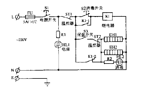 Lilong brand RTP-50 multifunctional kitchen and tea set<strong>Disinfection cabinet circuit diagram</strong>.gif