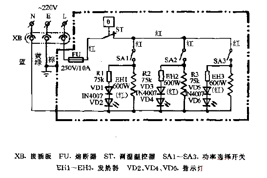 Shangmei brand PCQ-18 far infrared electric heater circuit diagram