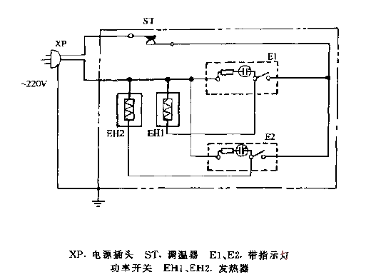 Dongfeng DFN-15A, DFN-20A, DFN-25A, DFN-30A oil-filled electric heater circuit diagram