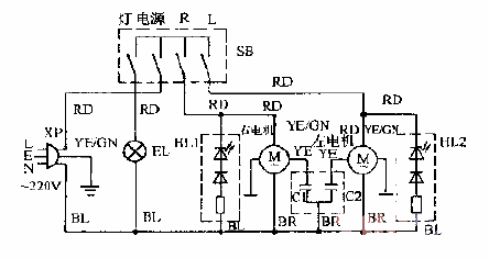 Chiba YP5-5B double-head<strong>range hood</strong> circuit diagram.gif